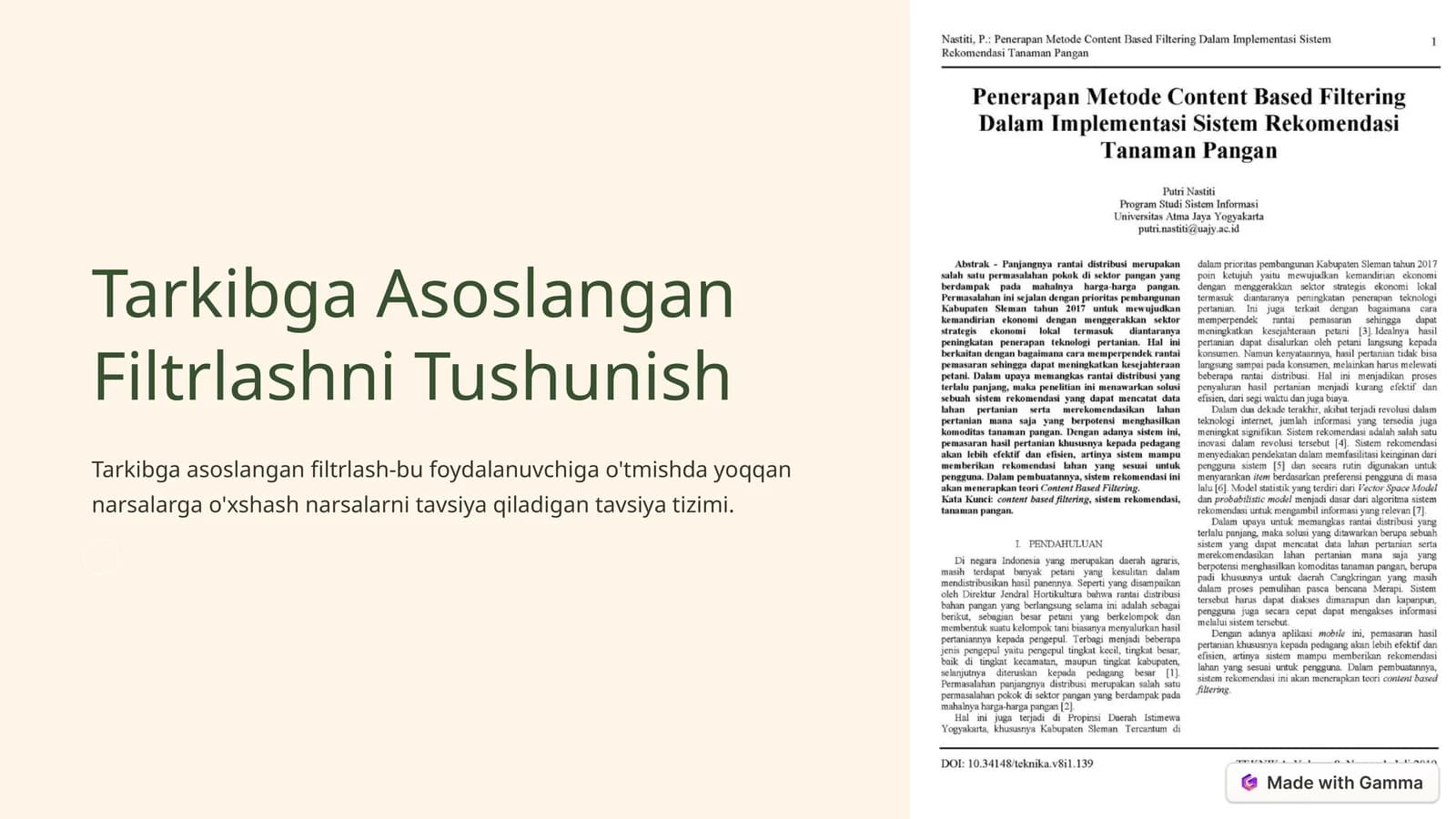 Tarkibga Asoslangan Filtrlashni Tushunish