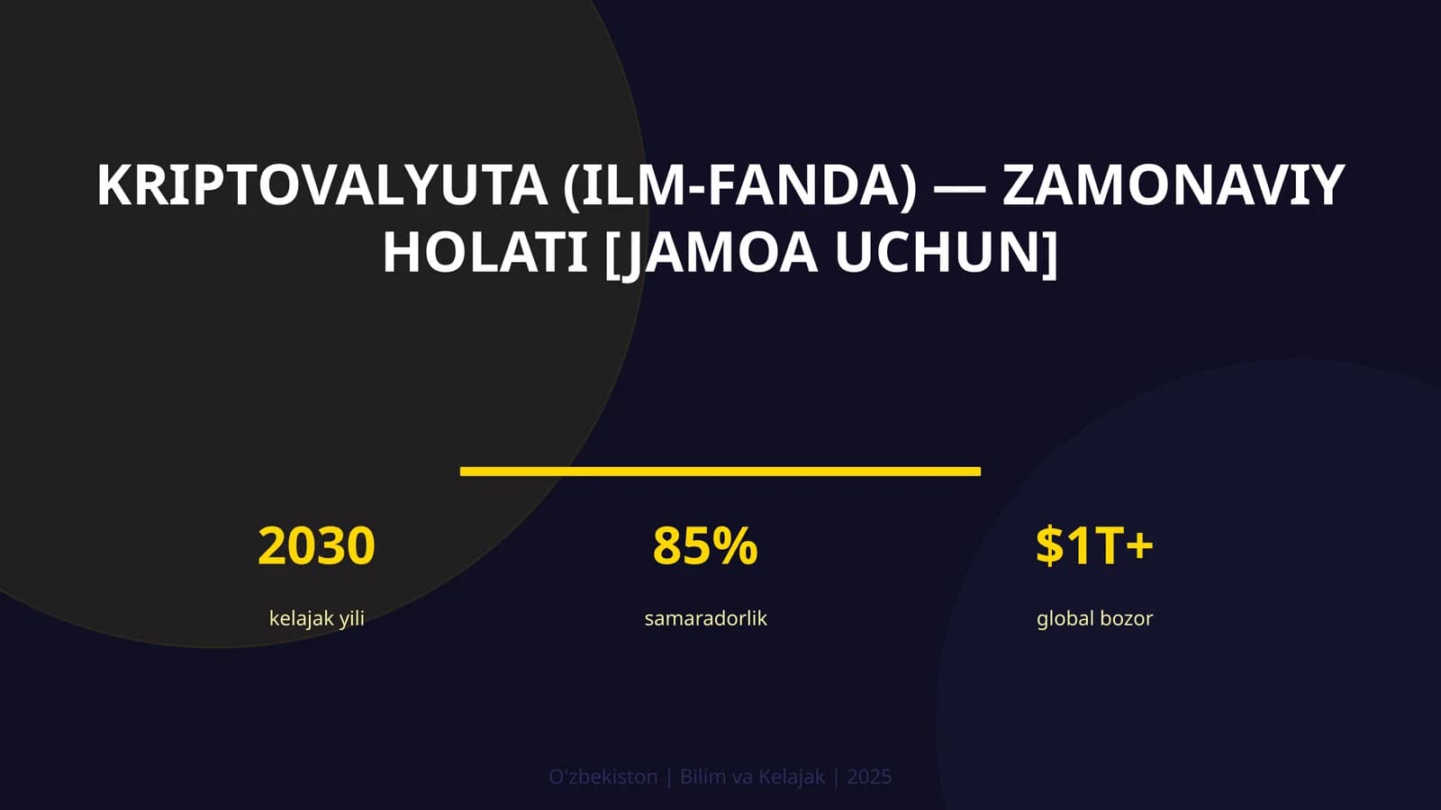 KRIPTOVALYUTA (ILM-FANDA) — ZAMONAVIY HOLATI [JAMOA UCHUN]