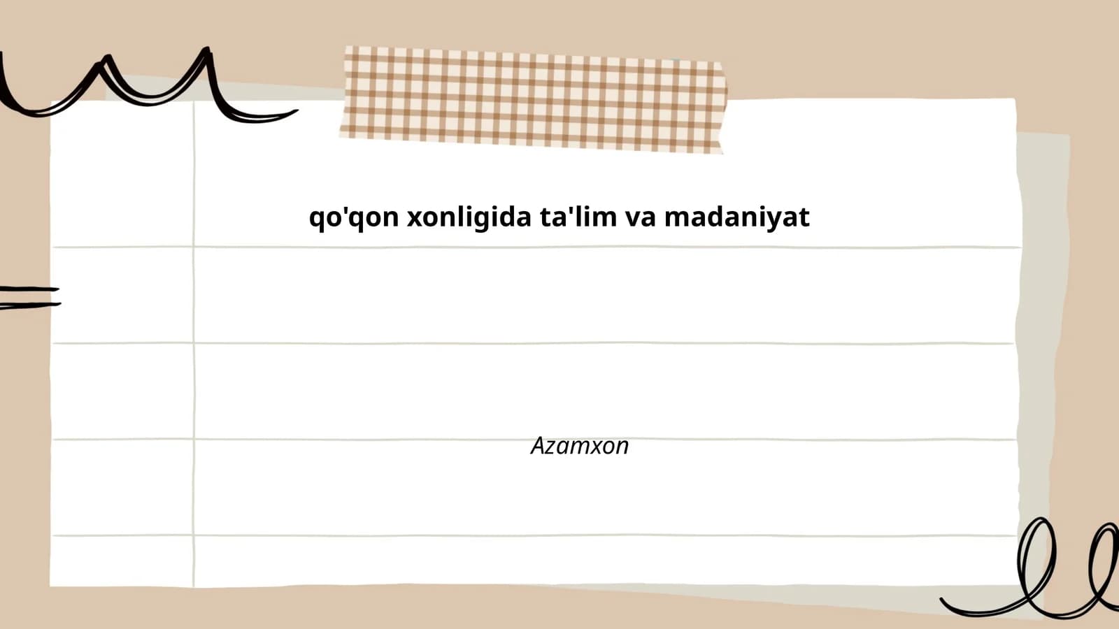 Qo'qon xonligida ta'lim va madaniyat