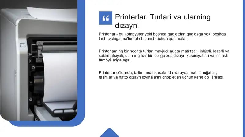 printerlar asosiy turlari