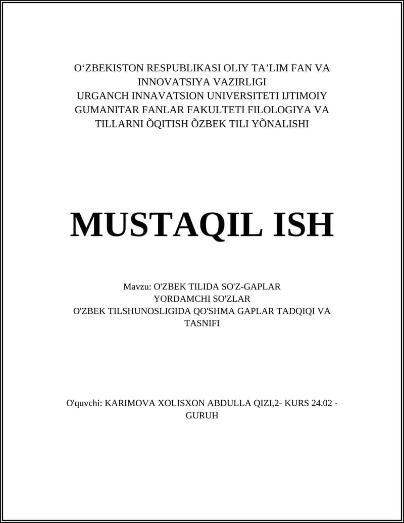 O'ZBEK TILIDA SO'Z-GAPLAR