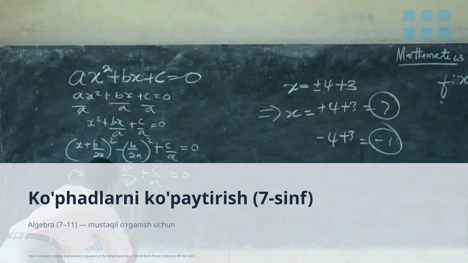 Algebra (7–11) — mustaqil o'rganish uchun