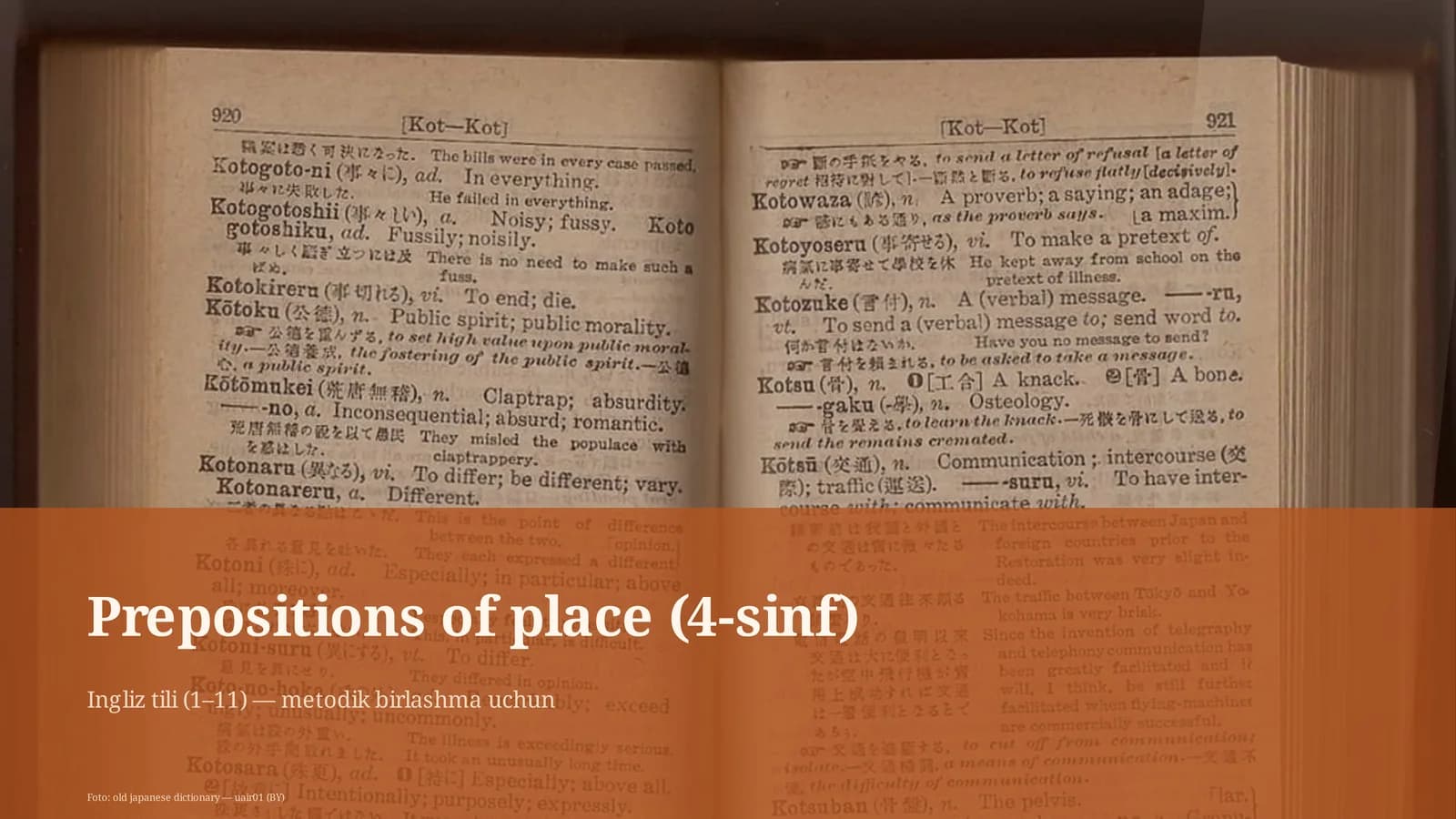 Prepositions of place (4-sinf)