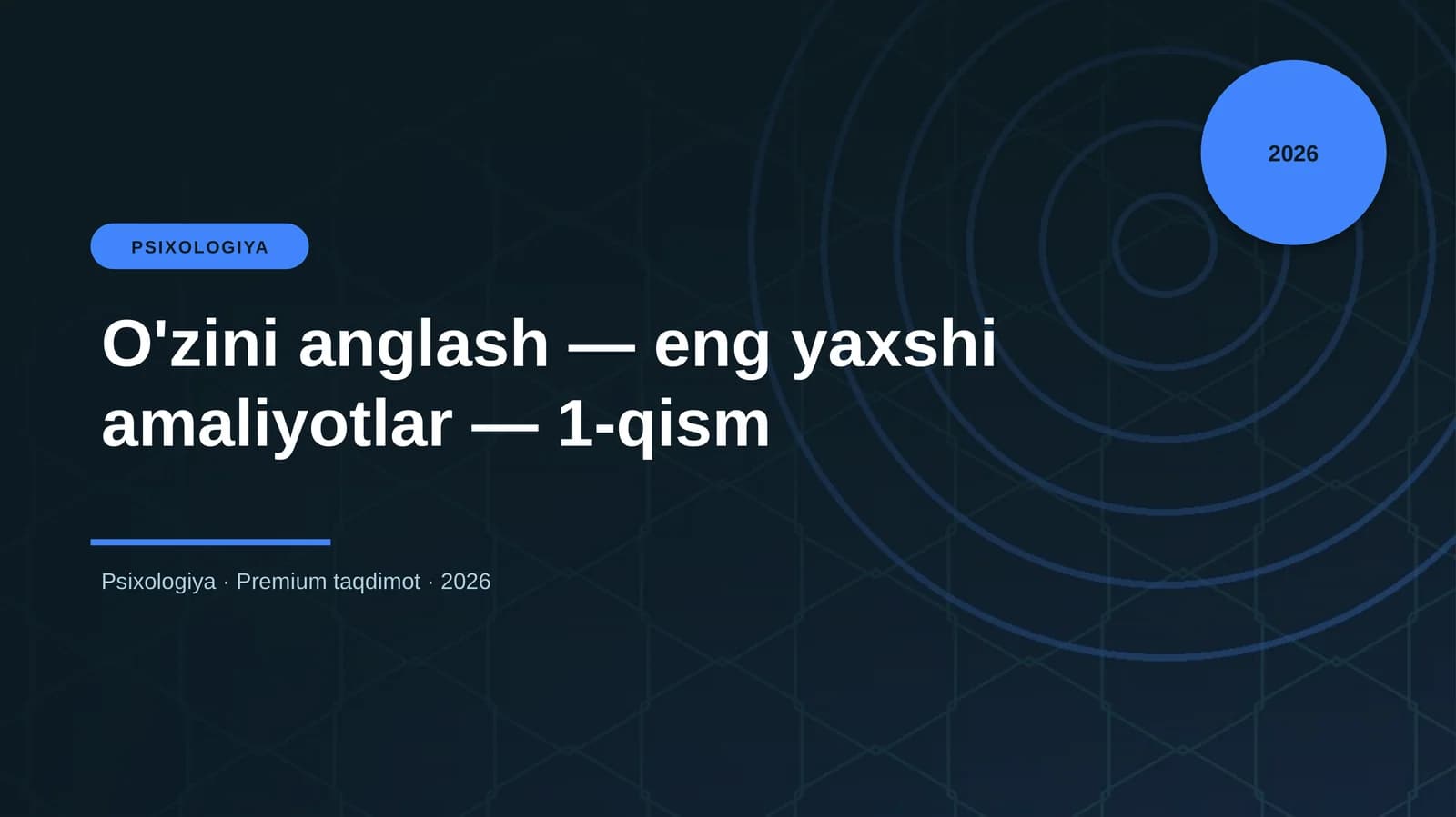 O'zini anglash — eng yaxshi amaliyotlar — 1-qism