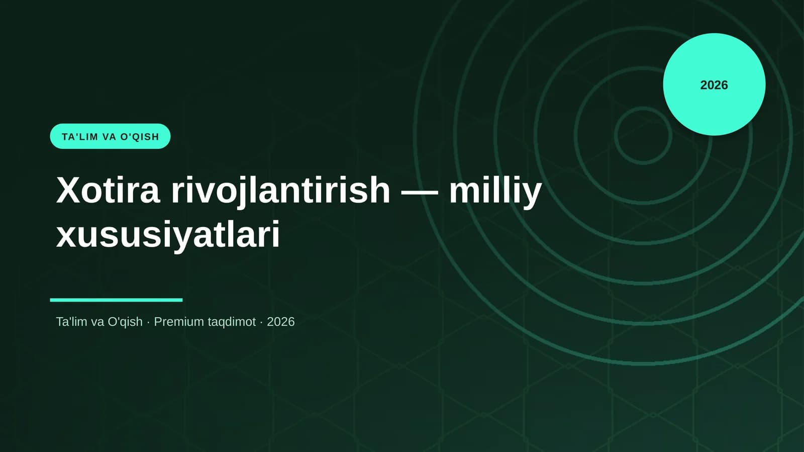 Xotira rivojlantirish — milliy xususiyatlari
