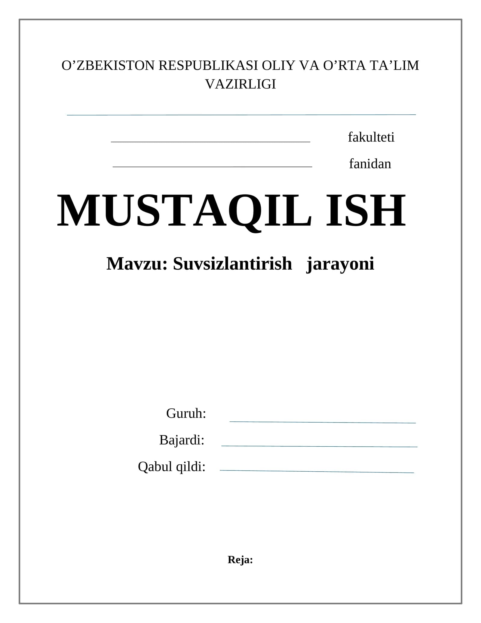 Suvsizlantirish jarayoni
