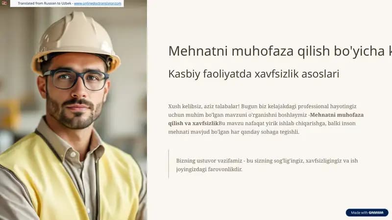 Mehnatni muhofaza qilish va xavfsizlik
