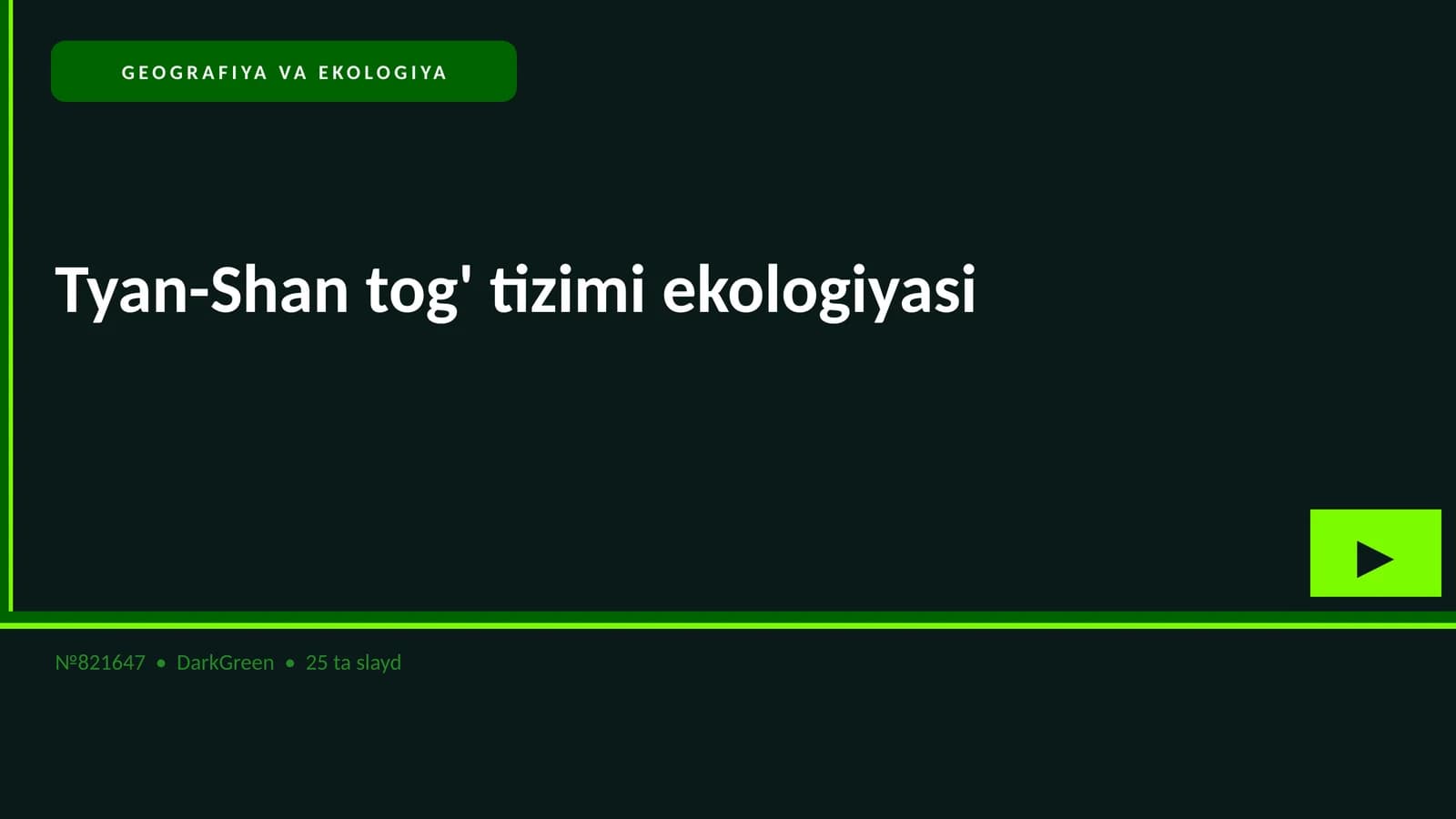 Tyan-Shan tog' tizimi ekologiyasi