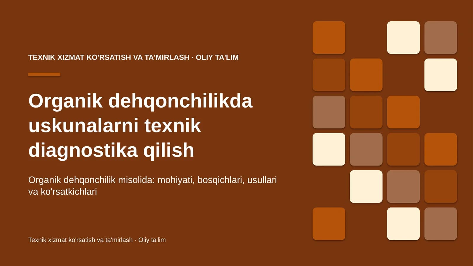 organik dehqonchilikda uskunalarni texnik diagnostika qilish 3881