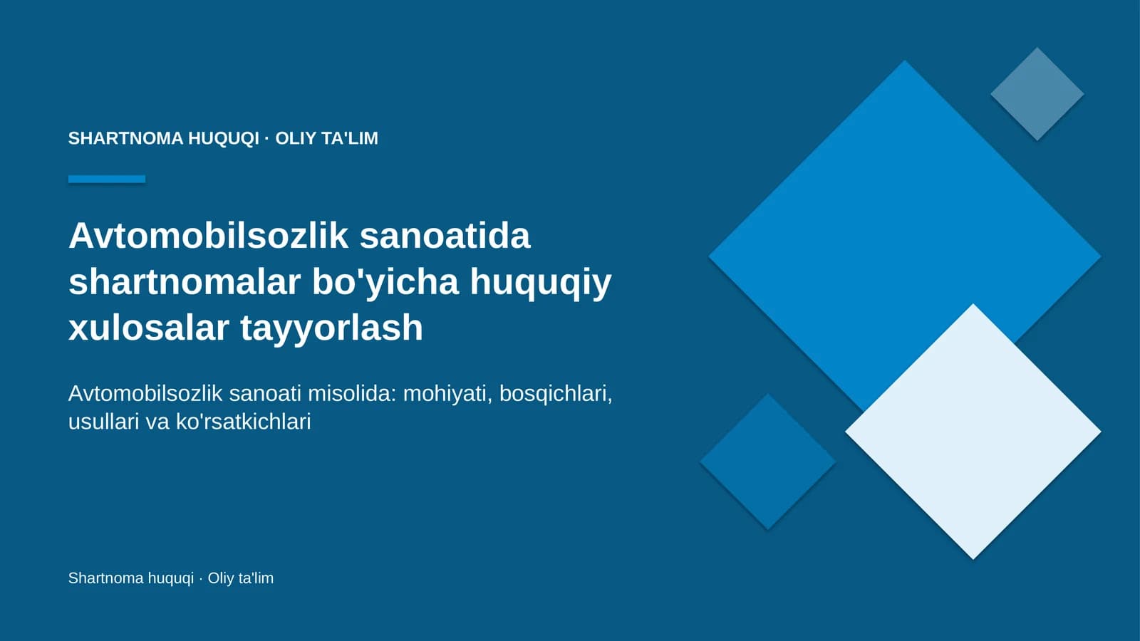 Shartnoma huquqi · Oliy ta'lim