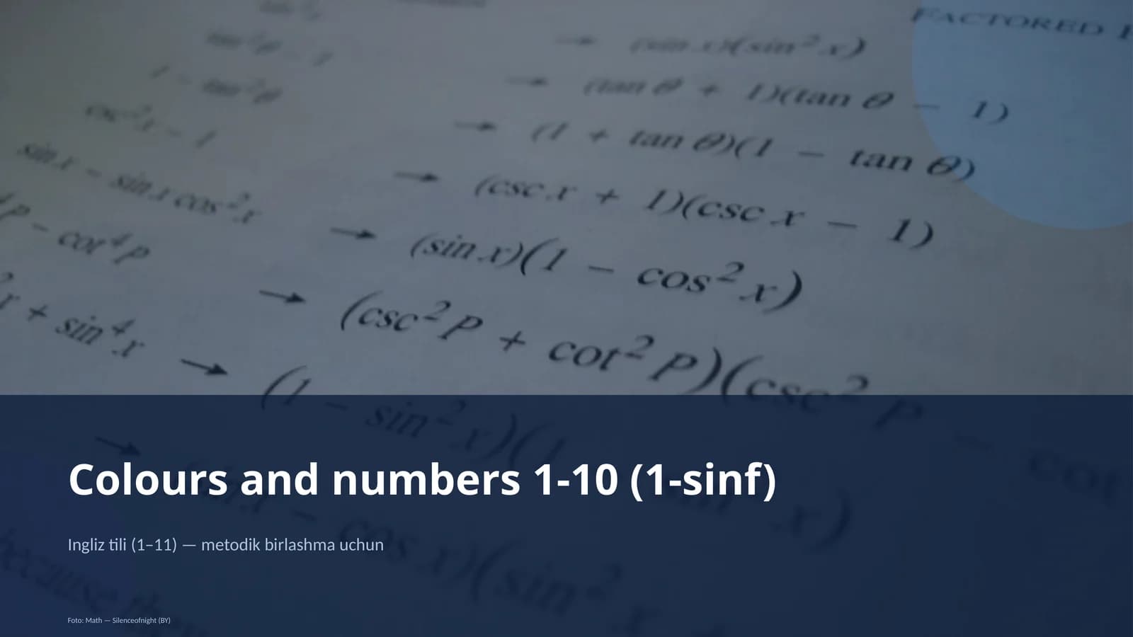 Colours and numbers 1-10 (1-sinf)