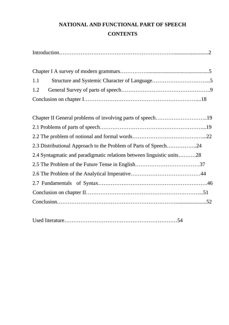 NATIONAL AND FUNCTIONAL PART OF SPEECH
