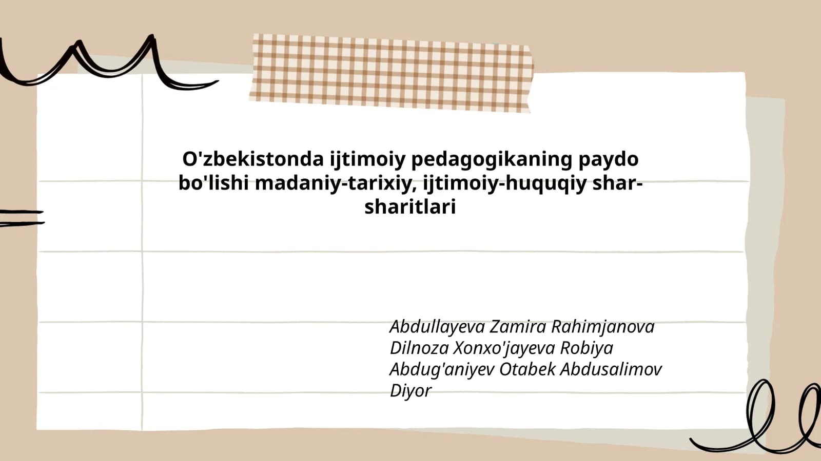 O'zbekistonda ijtimoiy pedagogikaning paydo bo'lishi madaniy-tarixiy, ijtimoiy-huquqiy shar-sharitlari