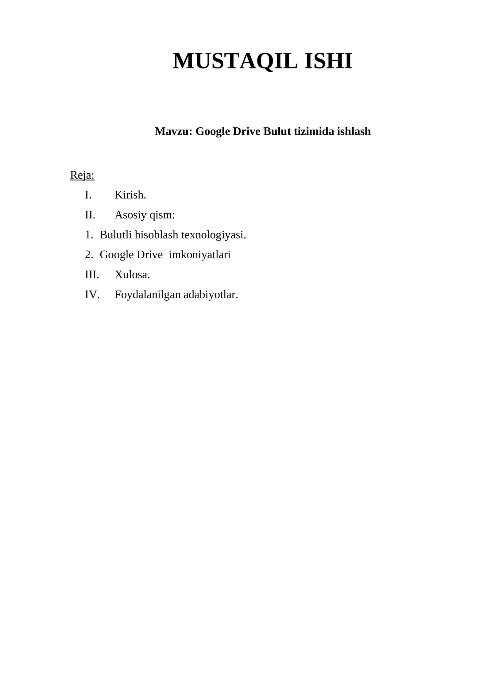 Google Drive Bulut tizimida ishlash