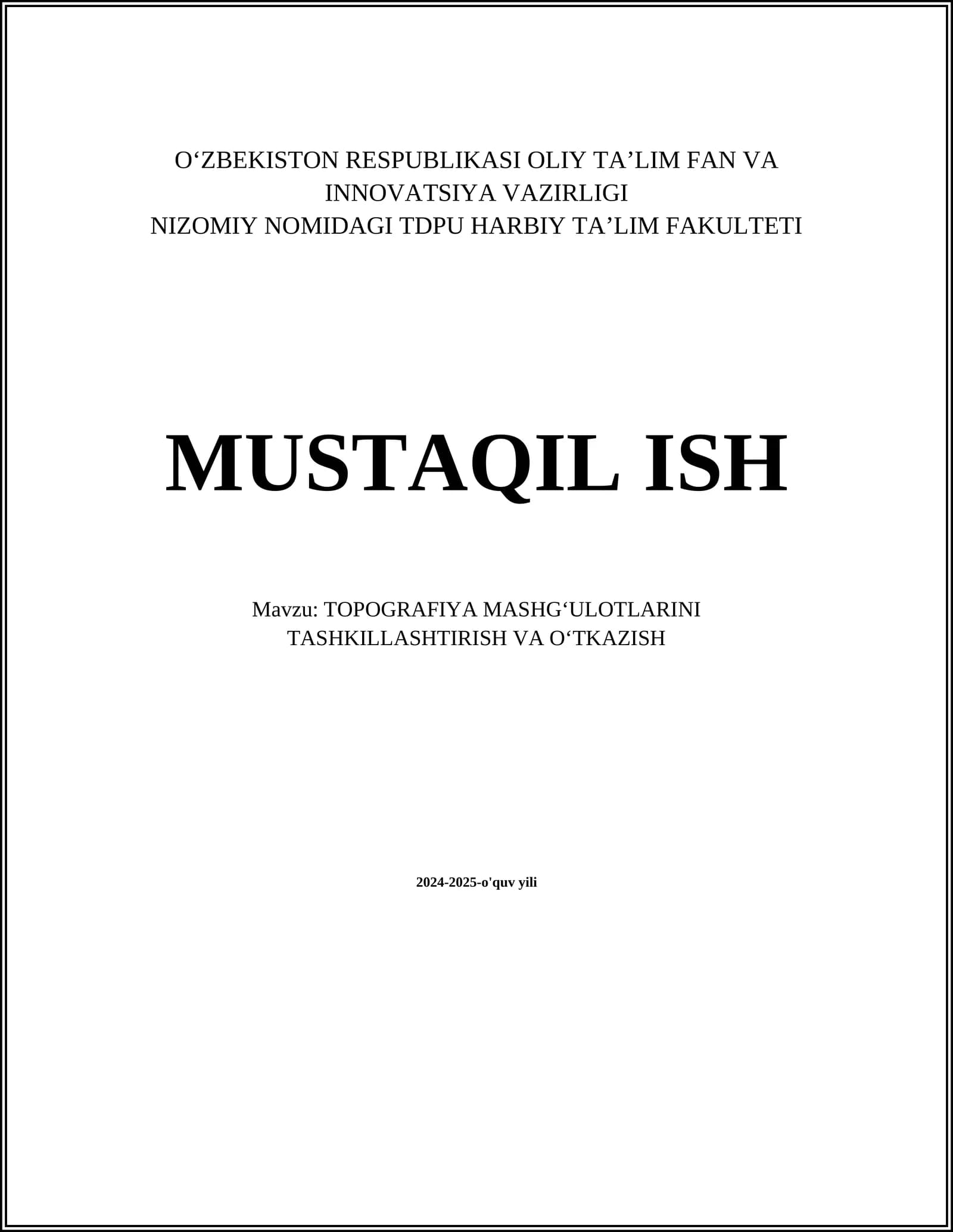 TOPOGRAFIYA MASHGʻULOTLARI