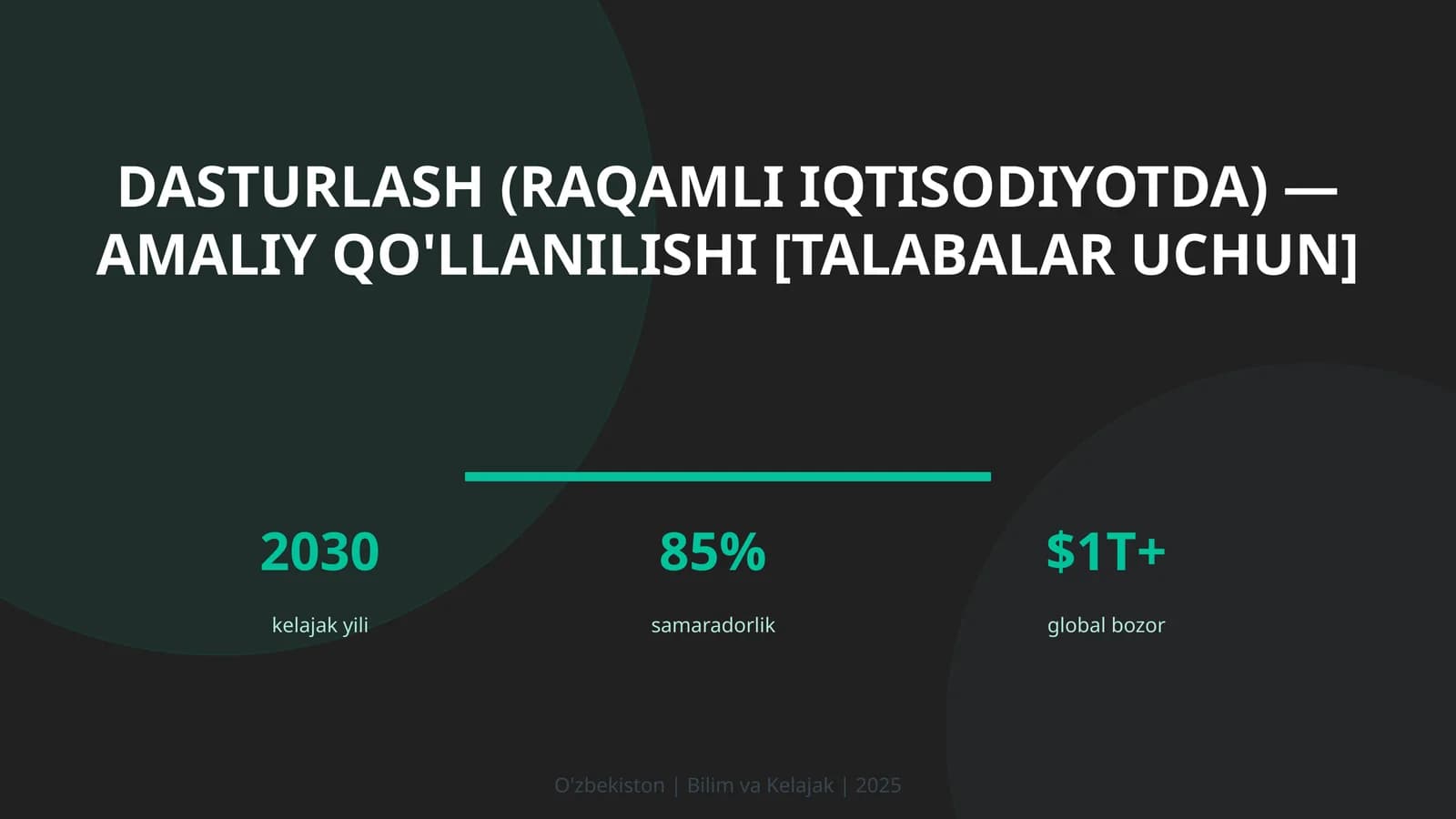 Dasturlash (raqamli iqtisodiyotda) — amaliy qo'llanilishi [talabalar uchun]