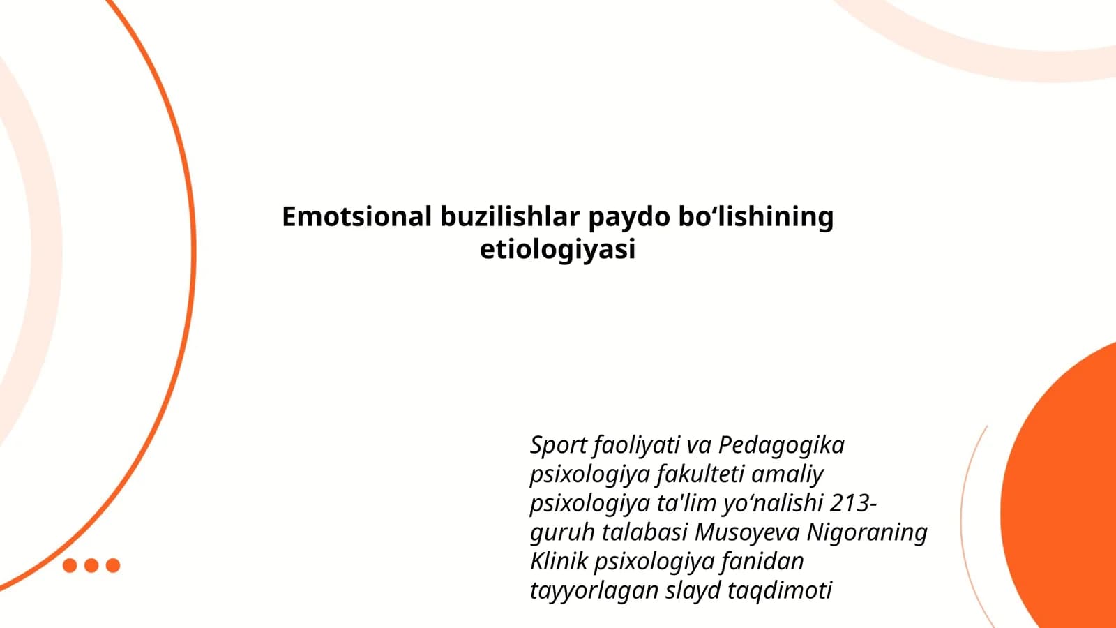 Emotsional buzilishlar paydo boʻlishining etiologiyasi