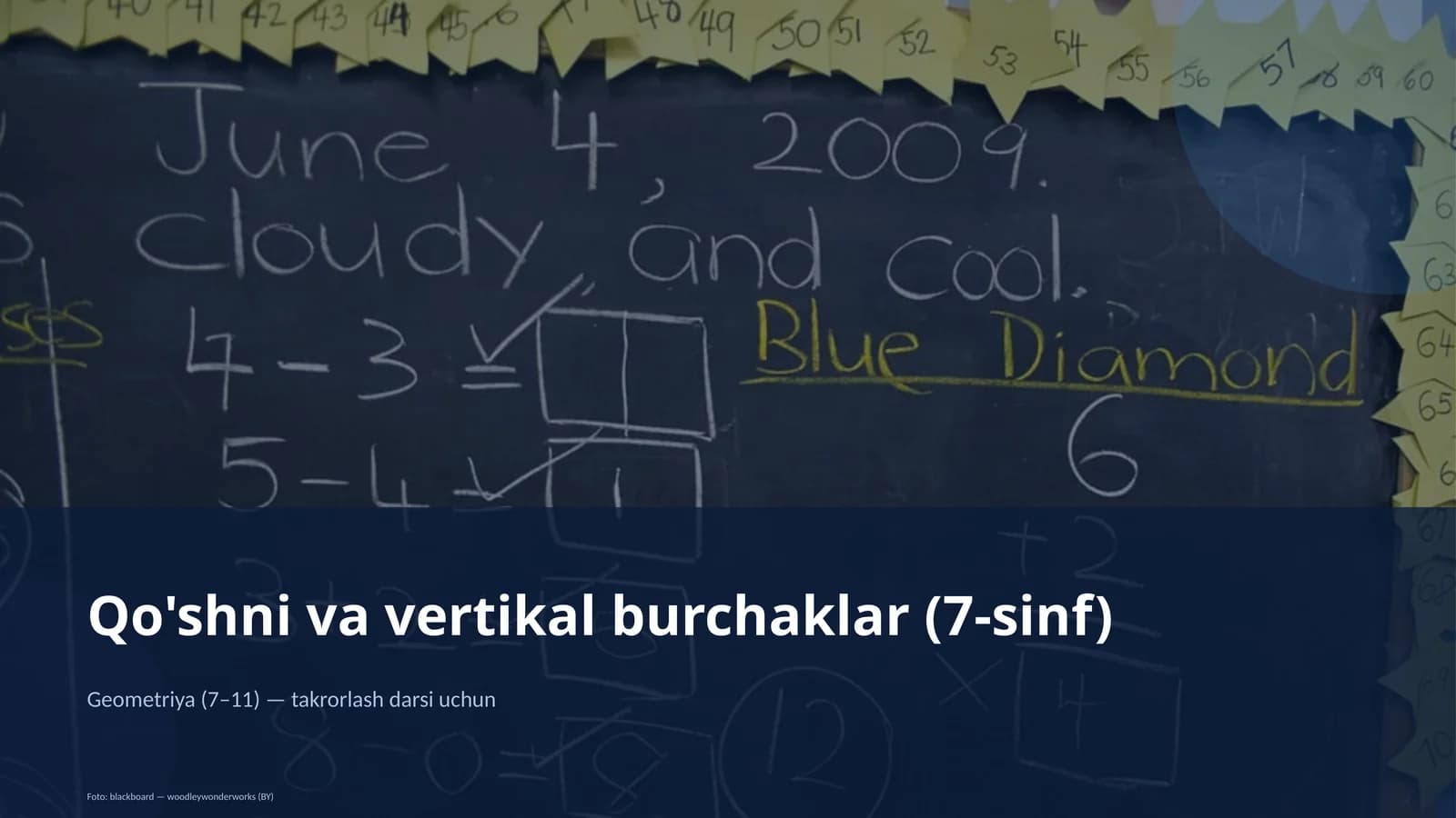 Qo'shni va vertikal burchaklar (7-sinf)