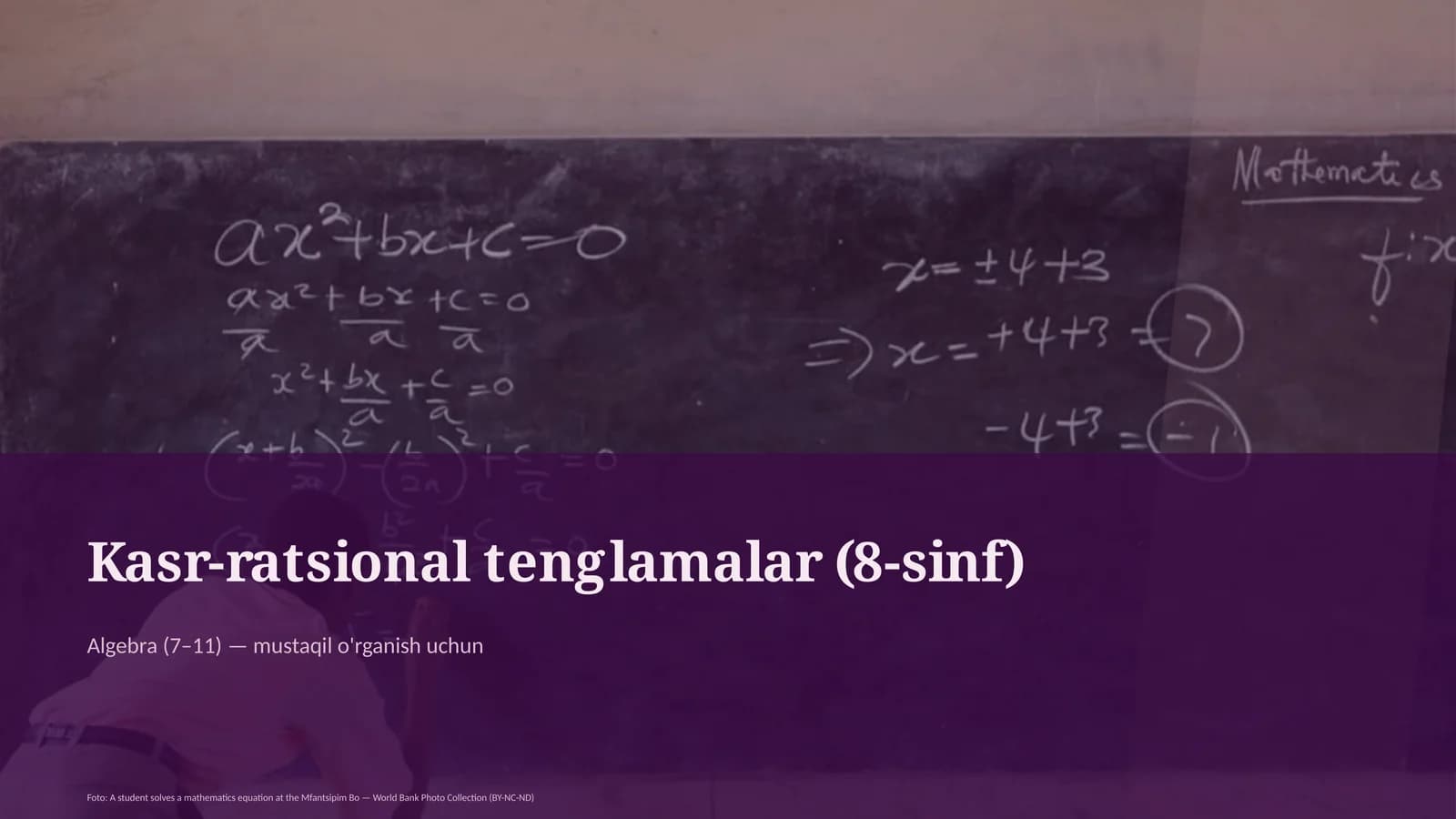 Kasr-ratsional tenglamalar (8-sinf)