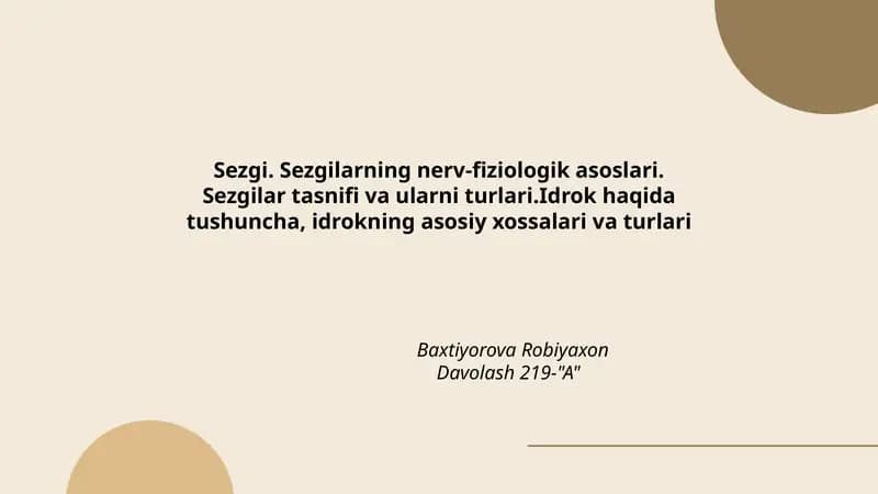 Sezgilarning nerv-fiziologik asoslari