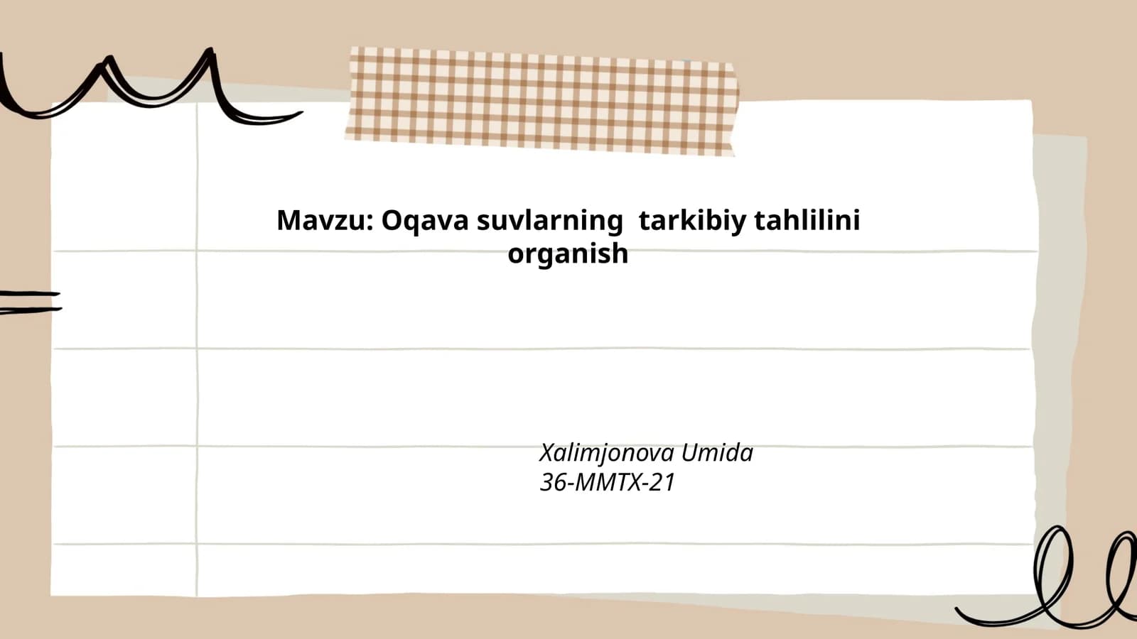 Oqava suvlarda kimyoviy moddalar tahlili