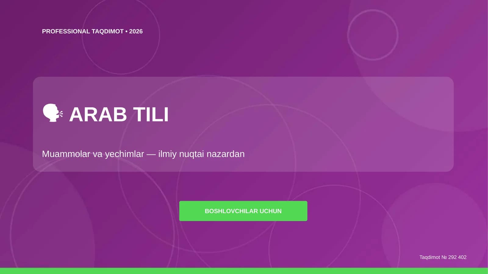 ARAB TILI Muammolar va yechimlar