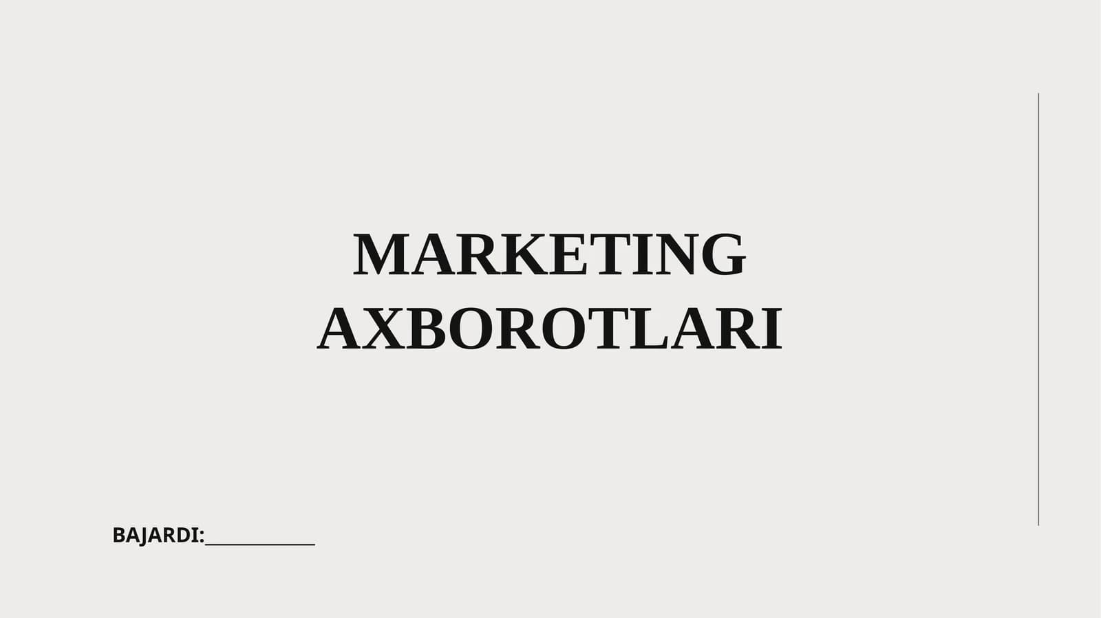 MARKETING AXBOROTLARI