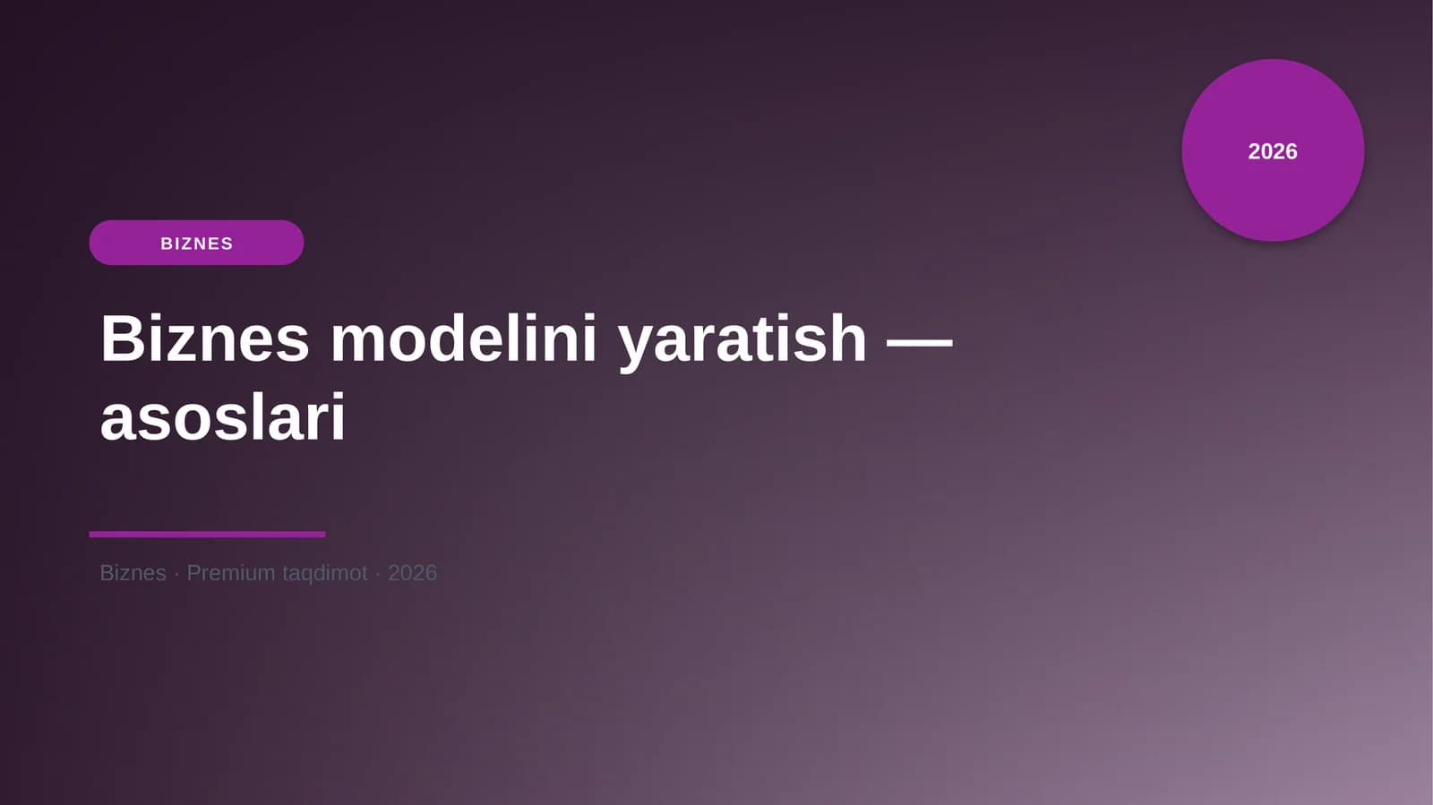 Biznes modelini yaratish — asoslari