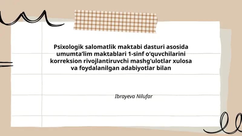 Psixologik salomatlik maktabi dasturi
