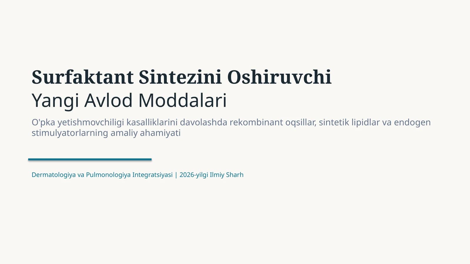 Surfaktant sintezini oshiruvchi yangi avlod moddalar | 15 slayd