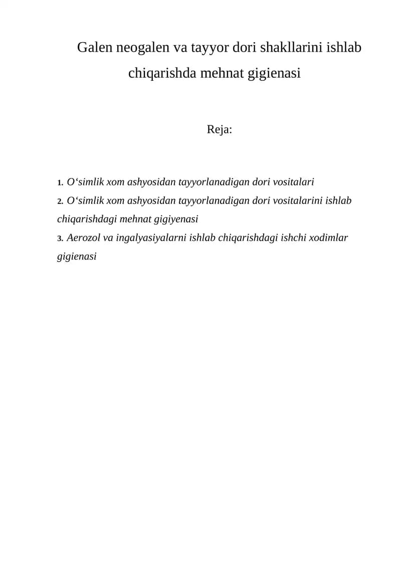 O’simlik xom ashyosidan dori vositalari