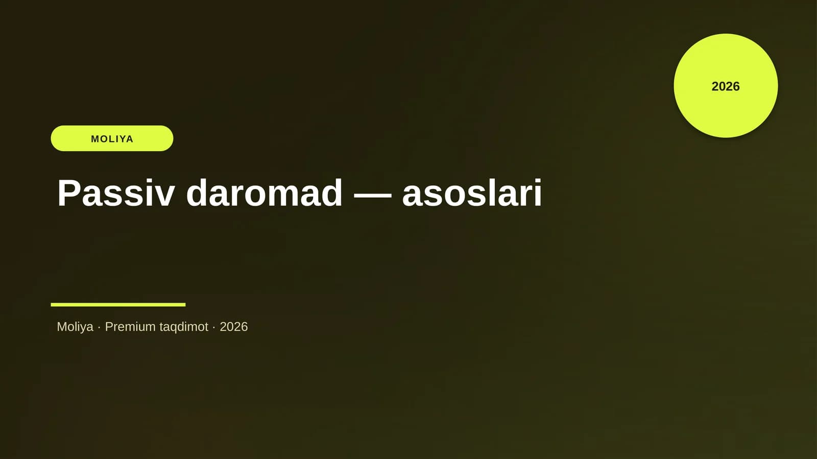 Passiv daromad — asoslari