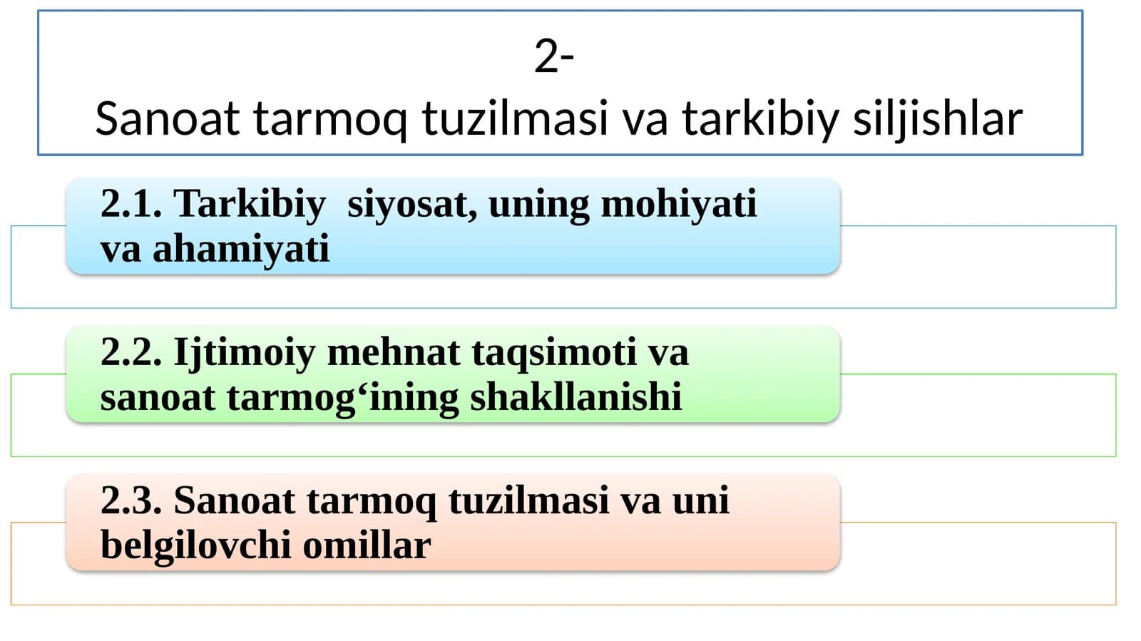 2-Sanoat tarmoq tuzilmasi va tarkibiy siljishlar