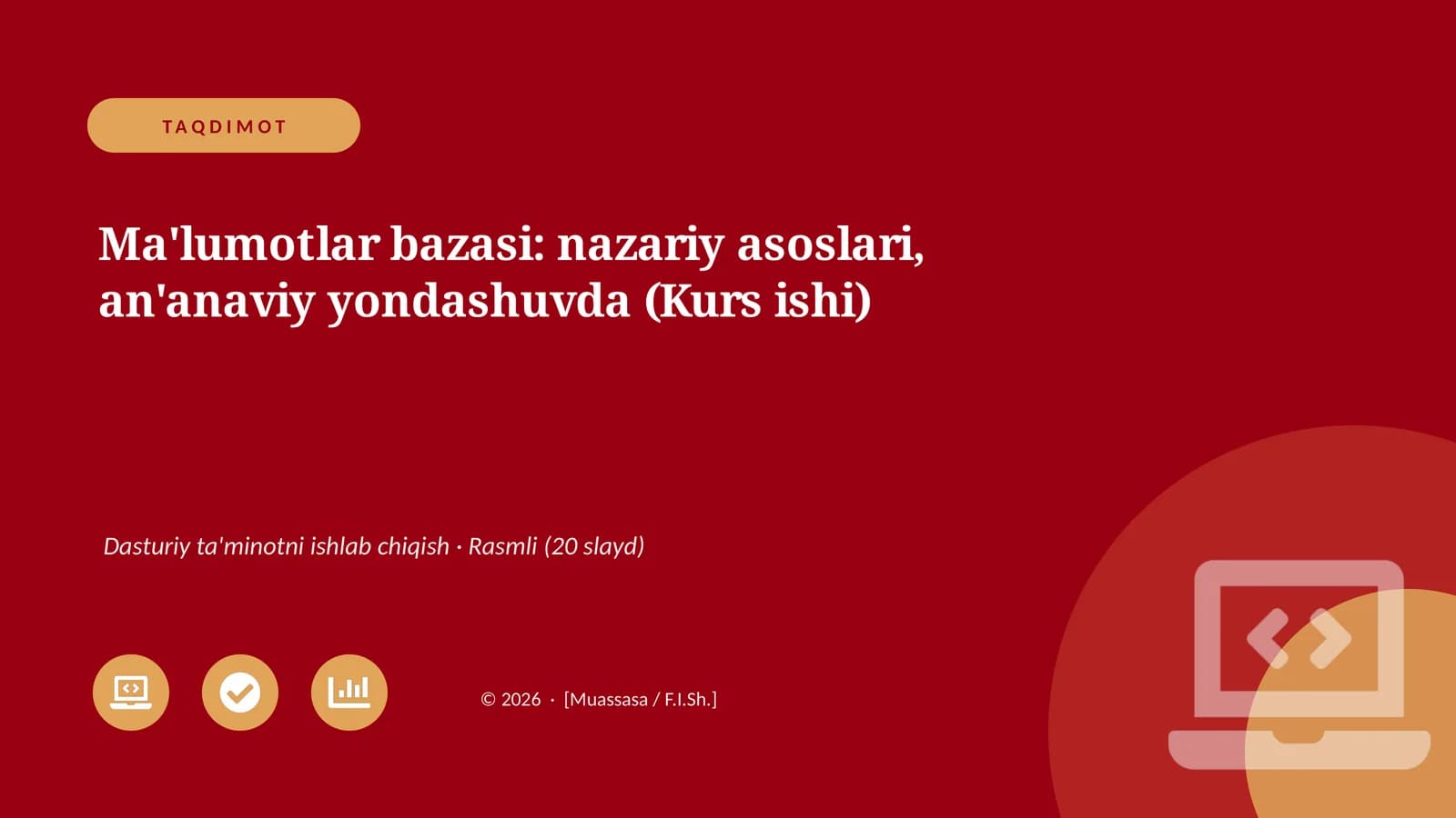Ma'lumotlar bazasi: nazariy asoslari, an'anaviy yondashuvda (Kurs ishi)