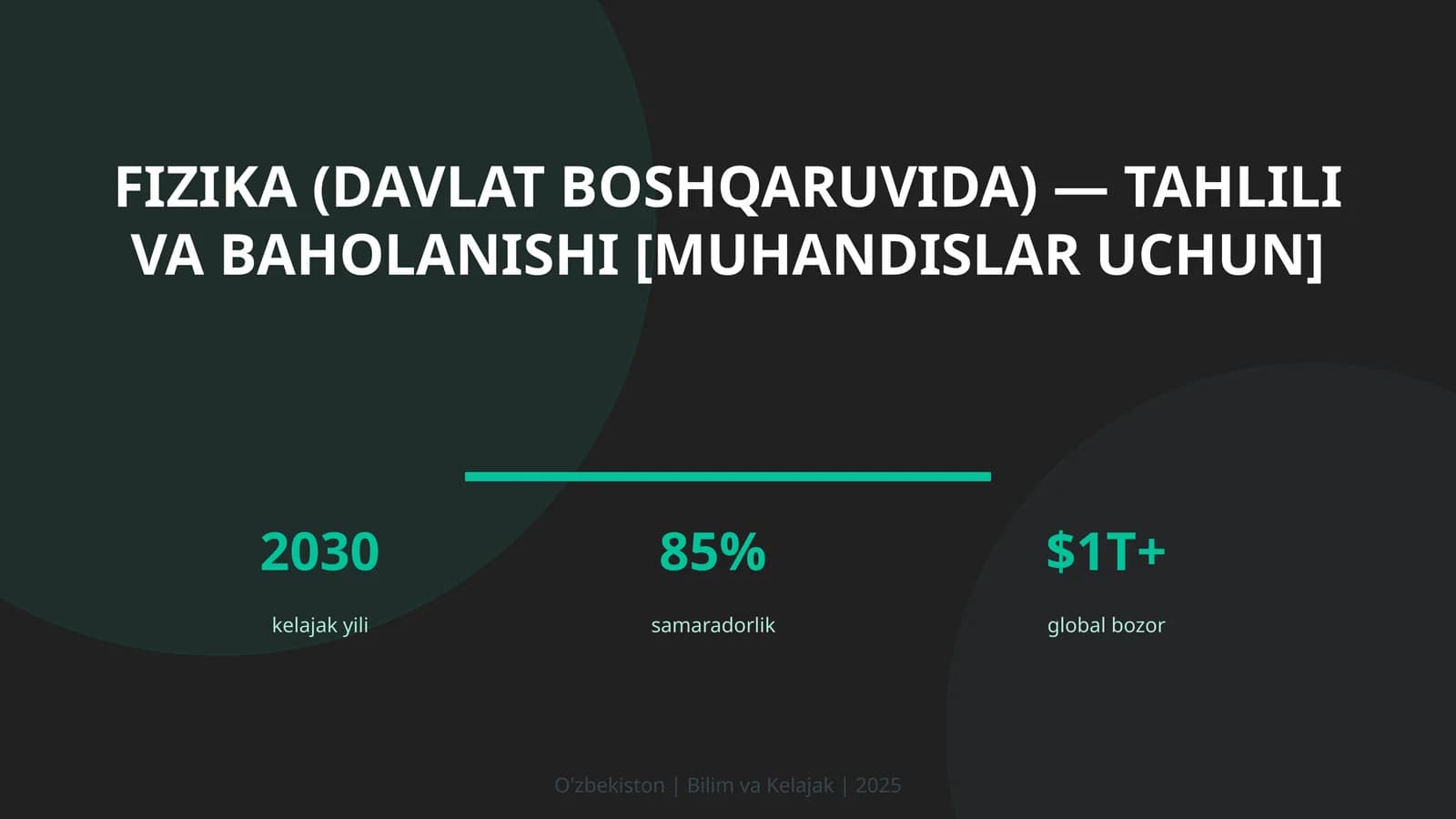 Fizika (davlat boshqaruvida) — tahlili va baholanishi [muhandislar uchun]
