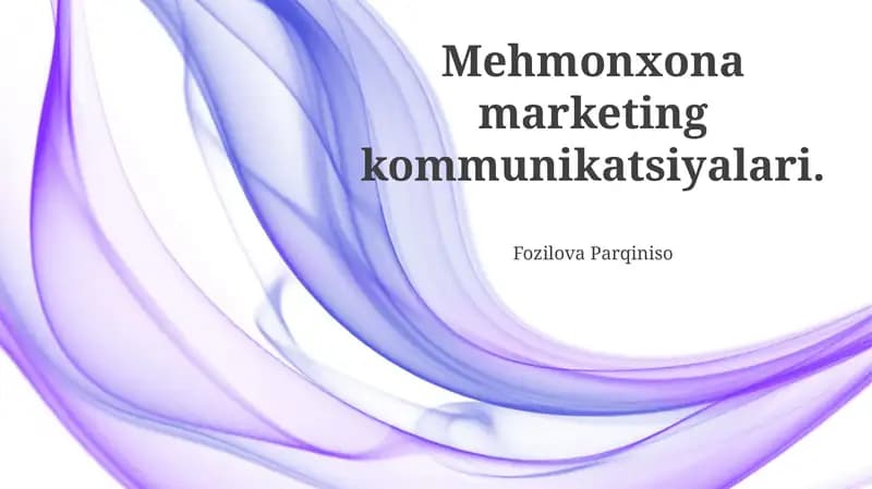 Mehmonxona Marketing Kommunikatsiyalari Strategiyasi