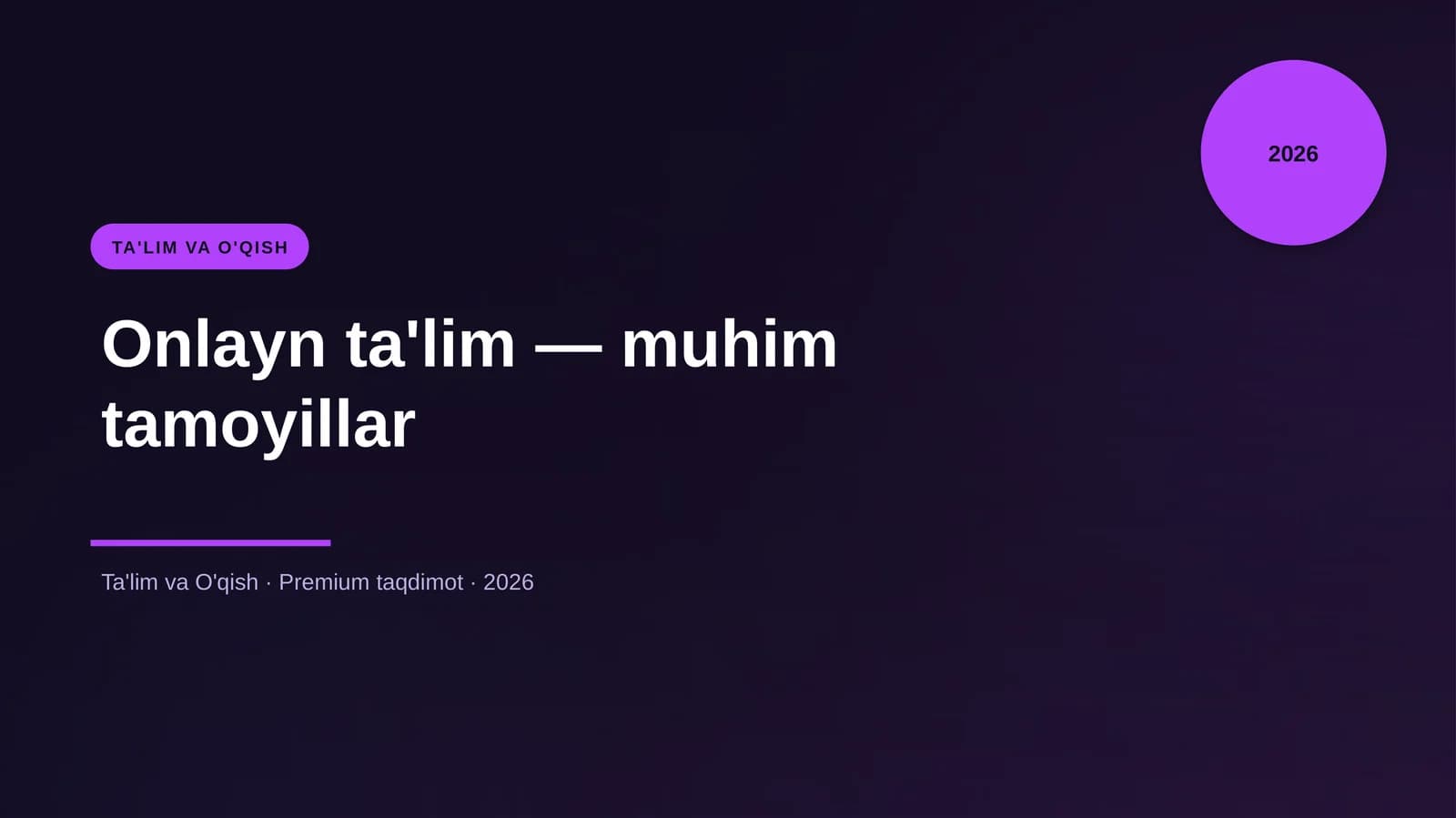 Onlayn ta'lim — muhim tamoyillar