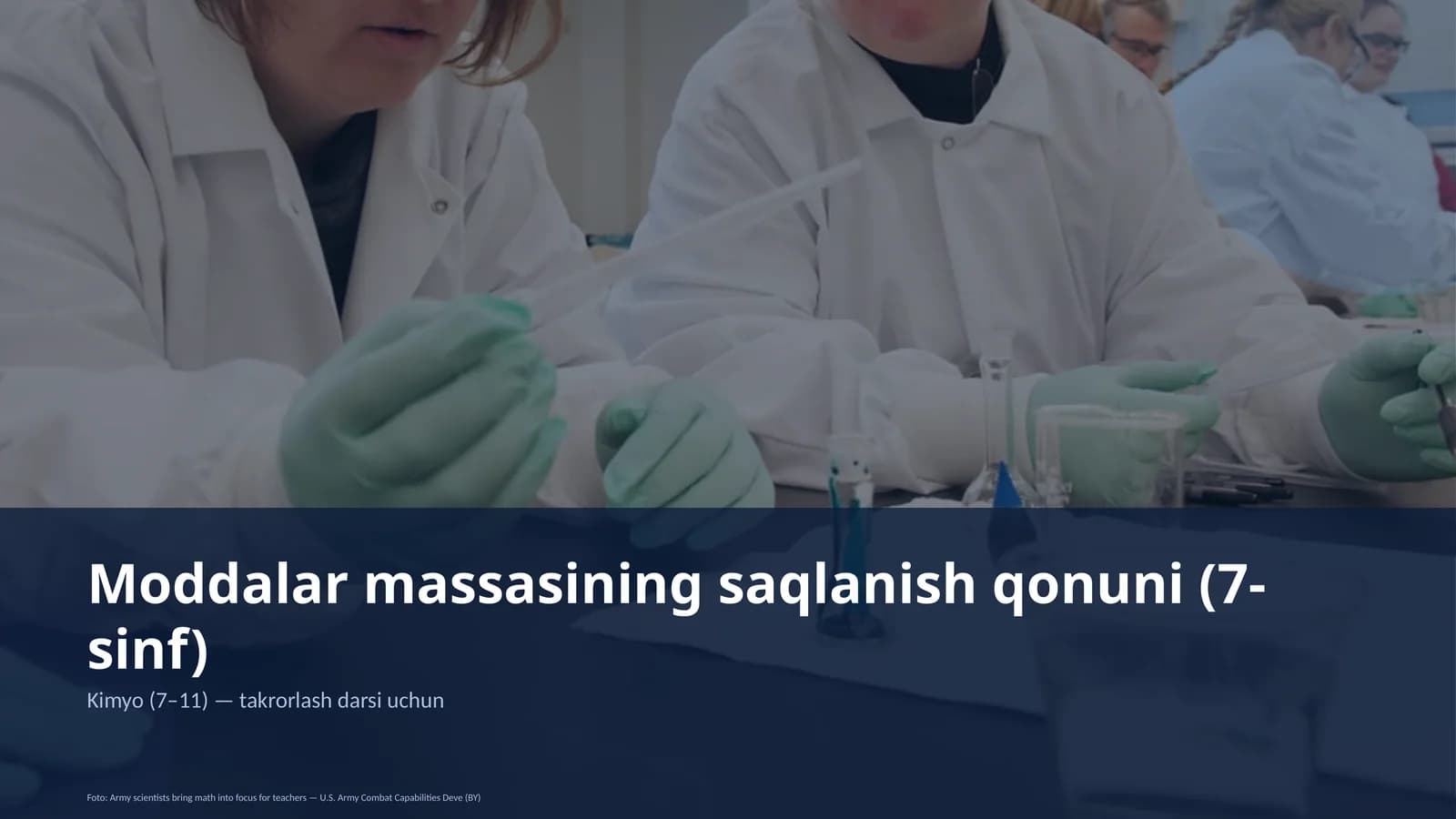 Moddalar massasining saqlanish qonuni (7-sinf) Kimyo (7–11) — takrorlash darsi uchun