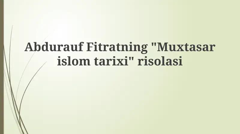 Muxtasarislomtarixi