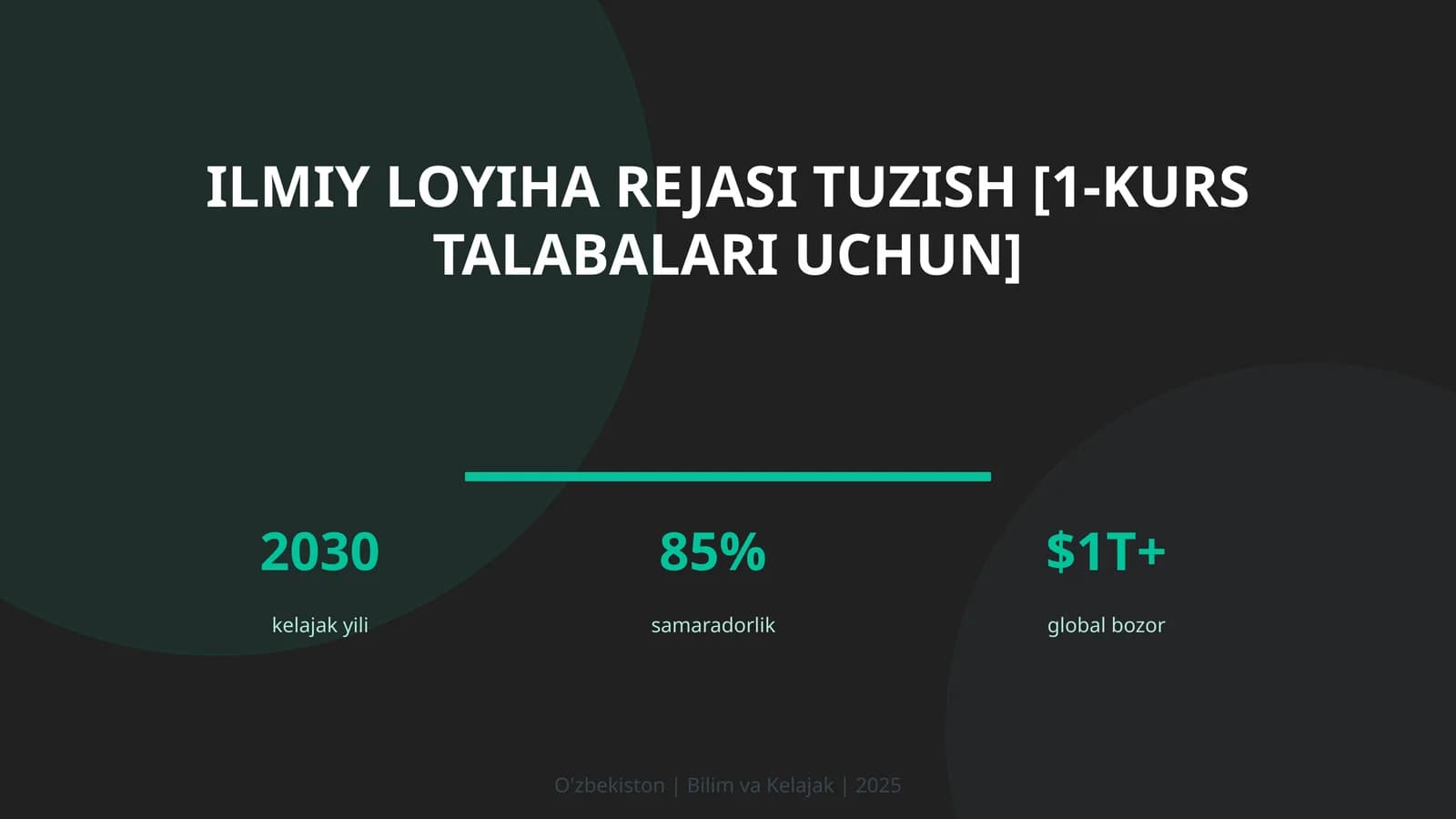 Ilmiy loyiha rejasi tuzish [1-kurs talabalari uchun]