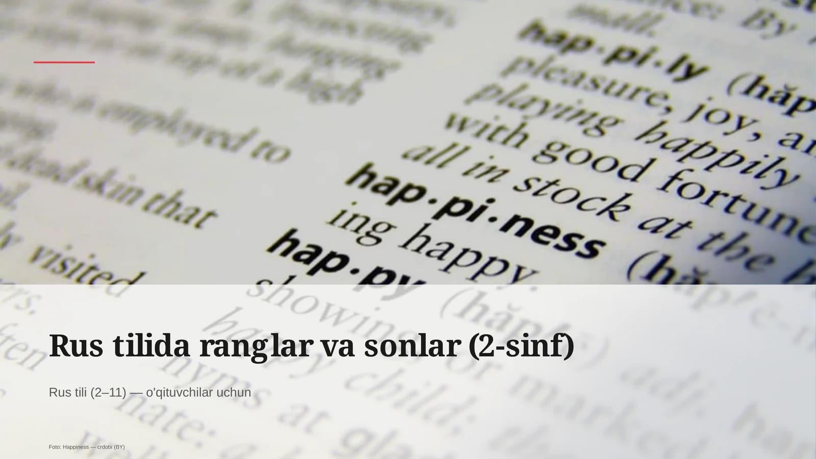 Rus tilida ranglar va sonlar (2-sinf)