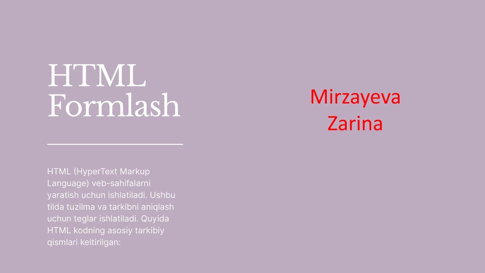 HTML Formlash