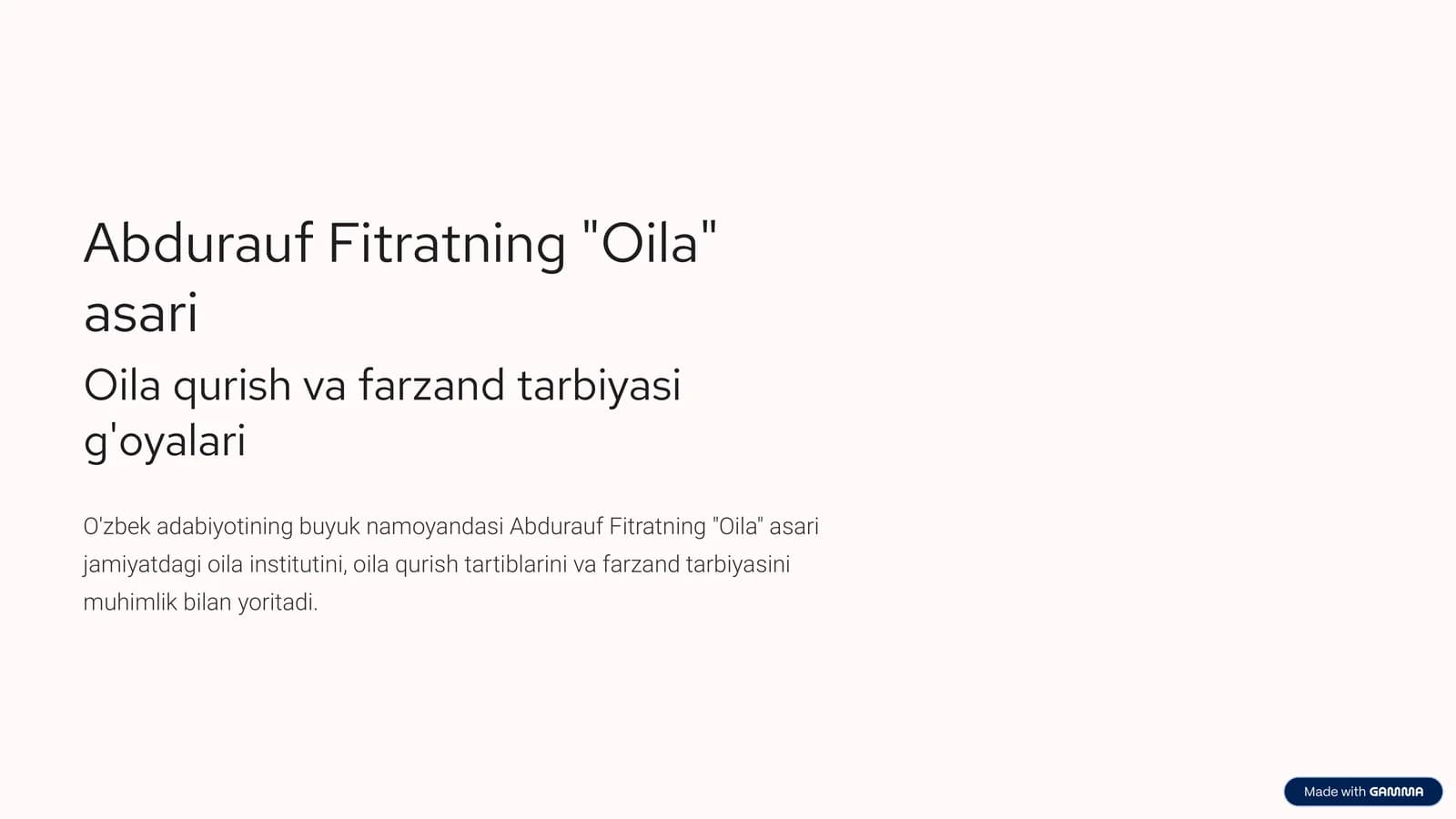 Abdurauf Fitratning "Oila" asari