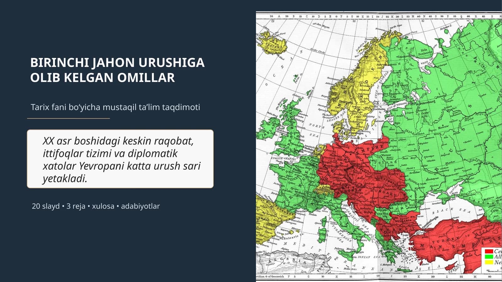 BIRINCHI JAHON URUSHIGA OLIB KELGAN OMILLAR