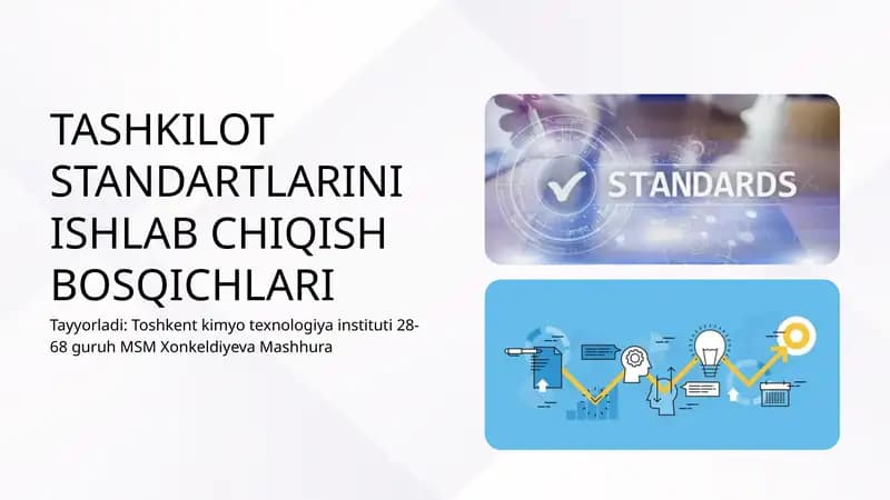 Tashkilot standartlarini ishlab chiqish bosqichlari