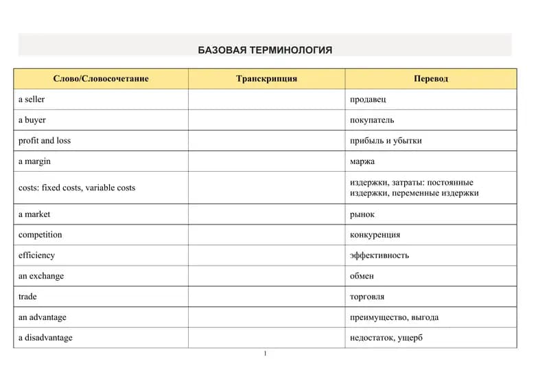 ЭКОНОМ ТЕРМИНЫ