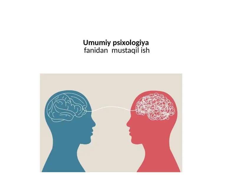 Umumiy psixologiya fanidan mustaqil ish