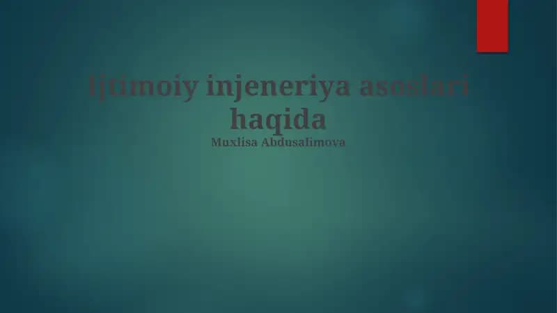 Ijtimoiy injeneriya asoslari haqida