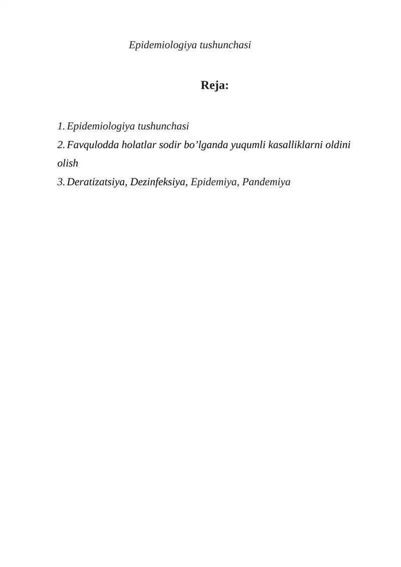 Epidemiologiya tushunchasi