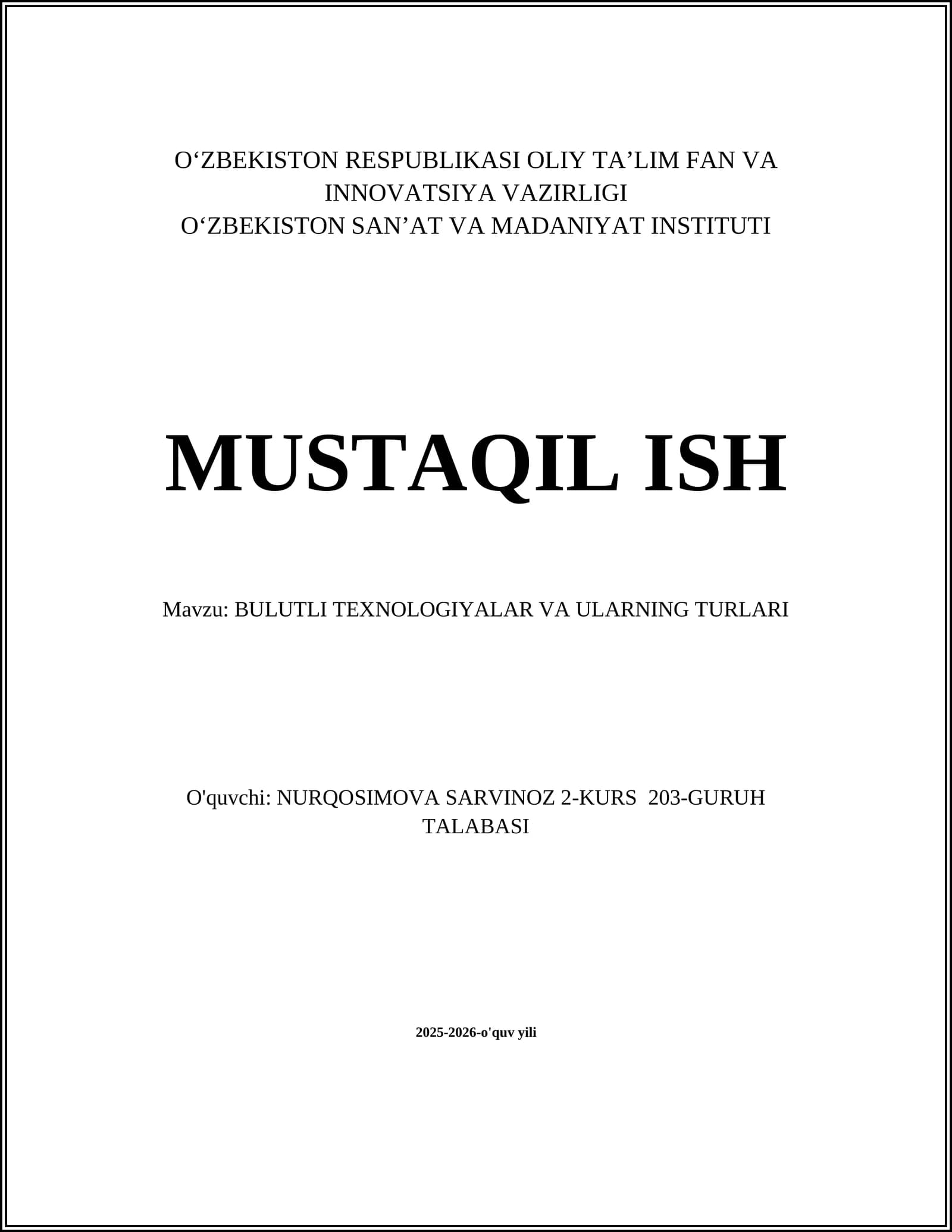 Bulutli texnologiyalar va ularning turlari